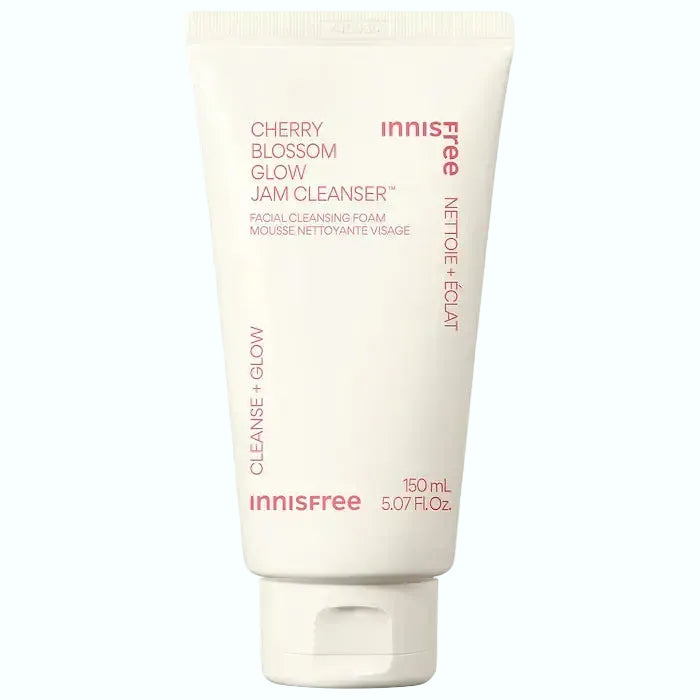 innisfree Cherry Blossom Glow Jam Cleanser with bouncy jelly texture for hydrated glowing skin