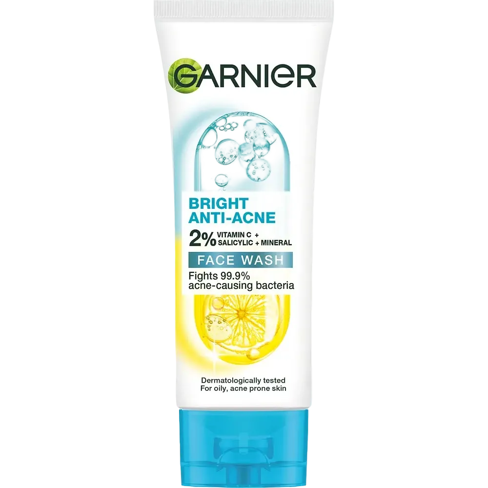 Garnier Bright Anti-Acne Face Wash with Vitamin C and Salicylic Acid for acne-prone skin