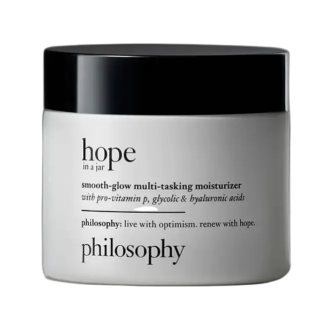 Philosophy Hope in a Jar Smooth-Glow Multi-Tasking Moisturizer with glycolic and hyaluronic acid for radiant smooth skin