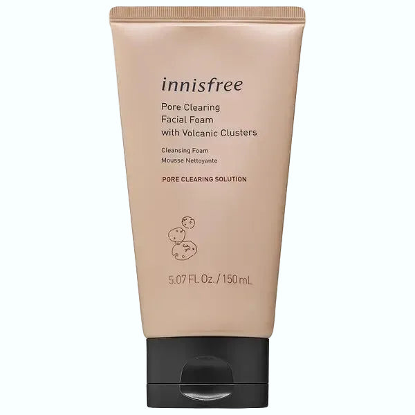 innisfree Volcanic Clusters Pore Clearing Facial Foam with volcanic ash for deep pore cleansing and oil control
