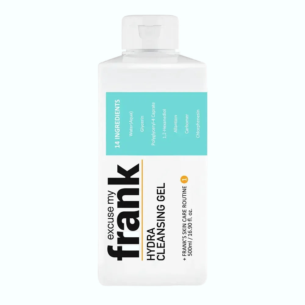 Excuse My Frank Hydra Cleansing Gel for gentle cleansing and hydration with PHA
