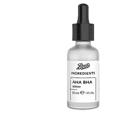 Boots Ingredients AHA BHA Serum for exfoliation, brightening and pore refining with glycolic and salicylic acid