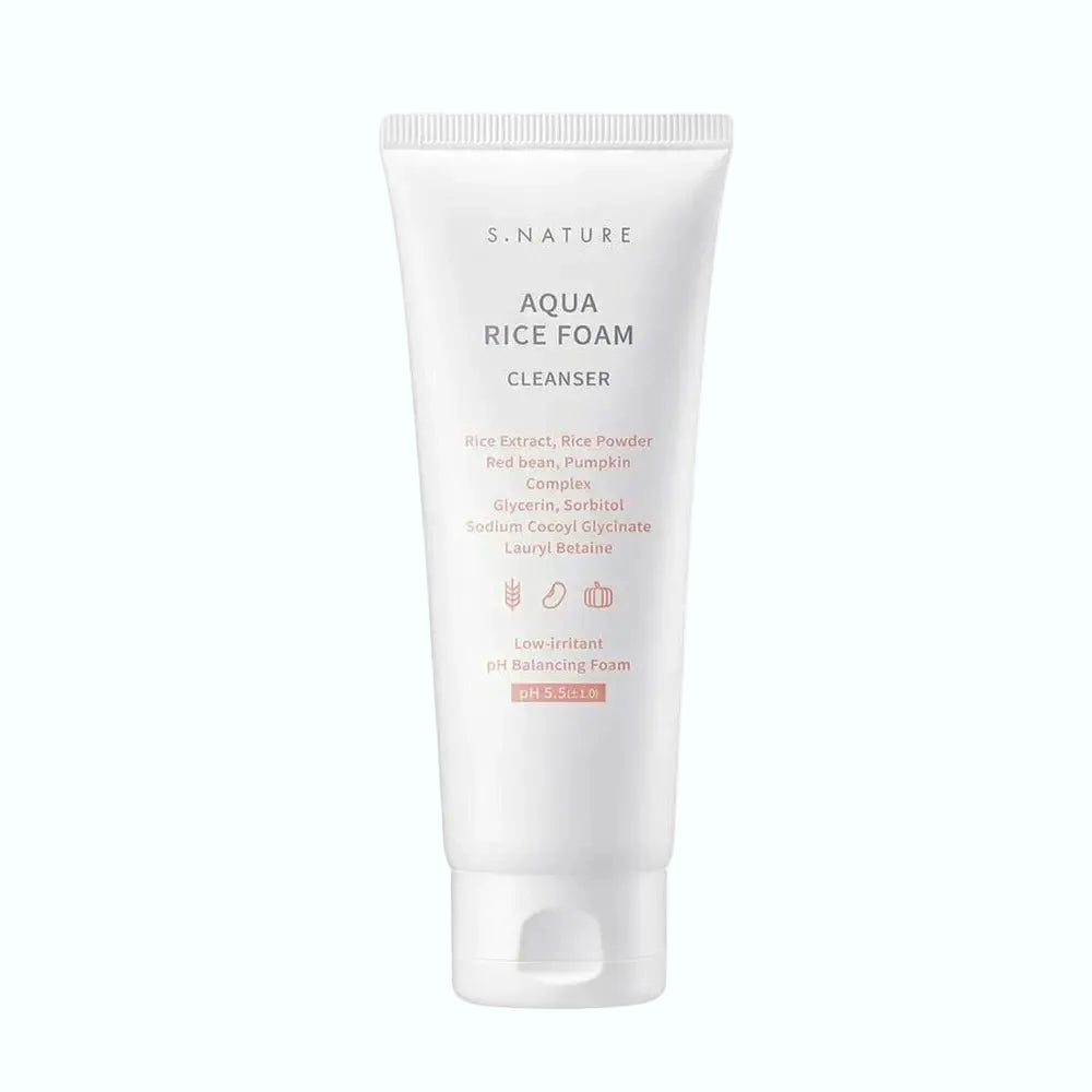 S.NATURE Aqua Rice Foam Cleanser with rice extract for gentle cleansing and brightening