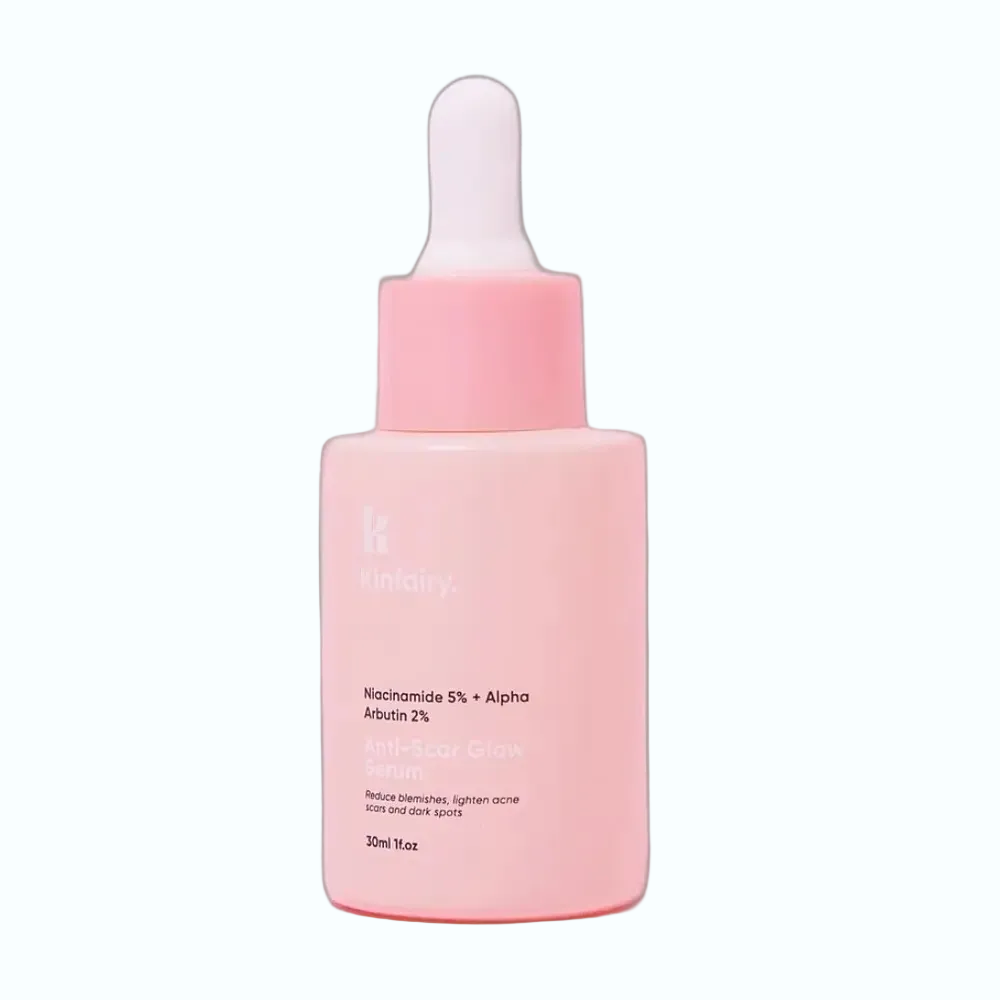 Kinfairy Anti-Scar Glow Serum with 5% Niacinamide and Alpha Arbutin for fading dark spots and acne scars