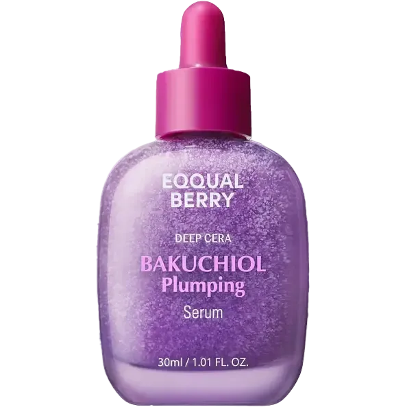 Eqqualberry Bakuchiol Plumping Serum for anti-aging and skin firmness with plant-based retinol alternative