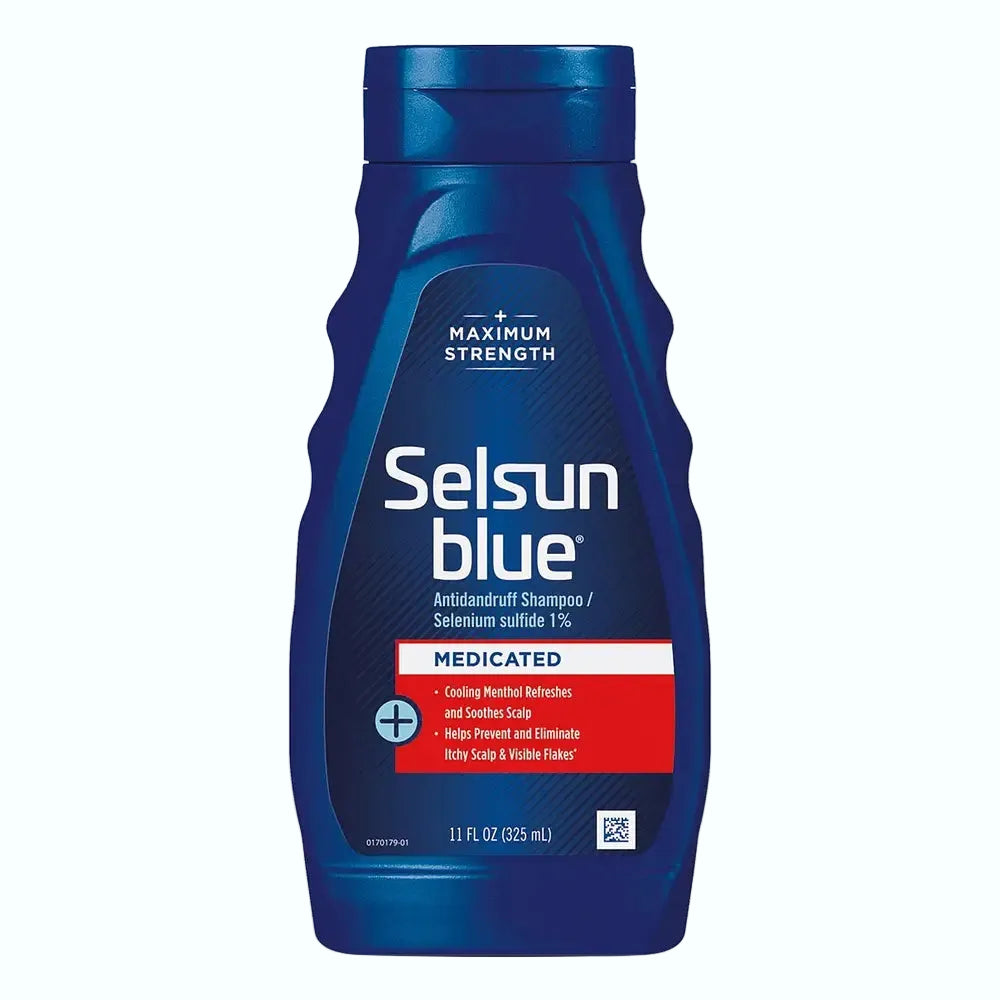 Selsun Blue Medicated Anti-Dandruff Shampoo with selenium sulfide for maximum strength dandruff control