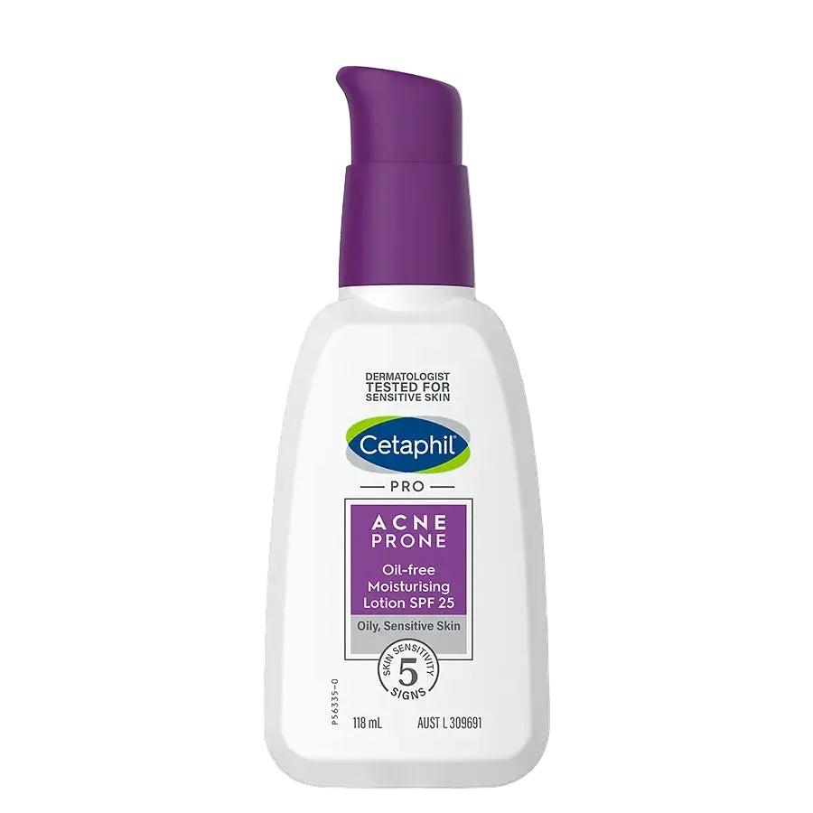Cetaphil Pro Acne Prone Oil-Free Moisturising Lotion SPF 25 for oily acne-prone skin hydration and sun protection