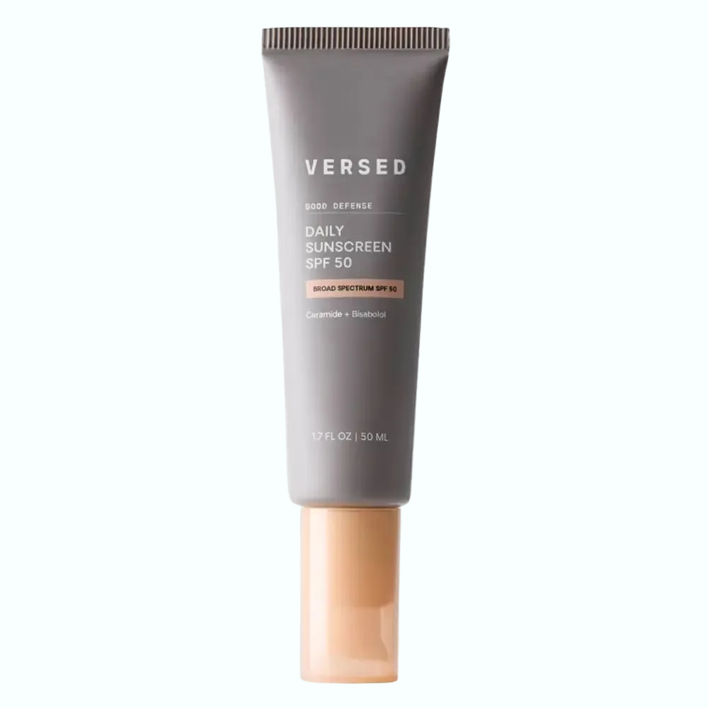 Versed Good Defense Daily Sunscreen SF 50 for broad spectrum UV protection and hydration