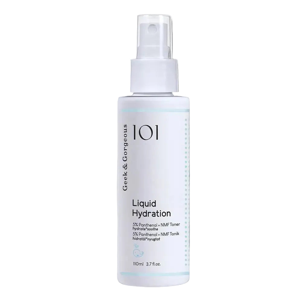 Geek & Gorgeous Liquid Hydration toner mist with 5% panthenol for hydration and sensitive skin soothing
