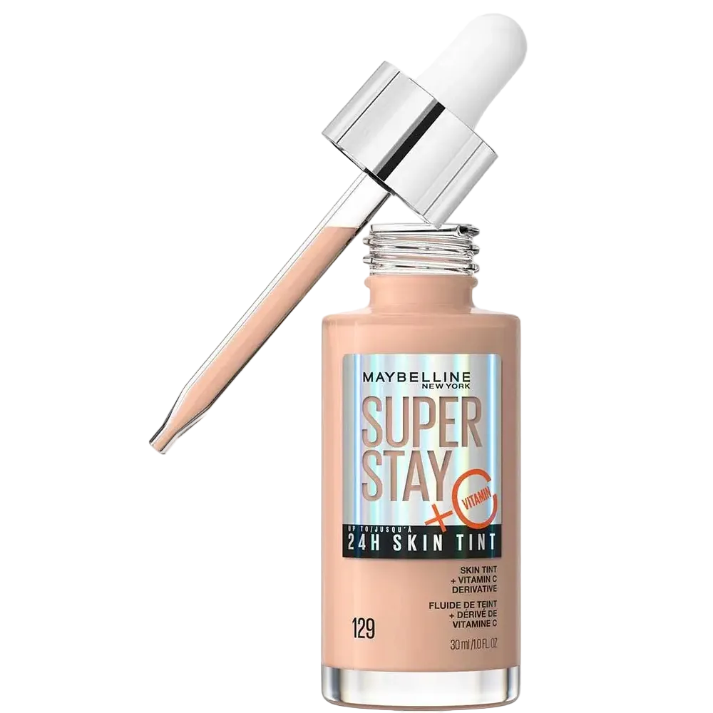 Maybelline SuperStay 24HR Skin Tint long-wear foundation with Vitamin C for radiant coverage