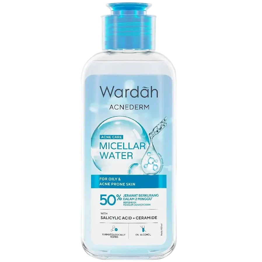 Wardah Acnederm Micellar Water with salicylic acid and niacinamide for acne-prone skin cleansing