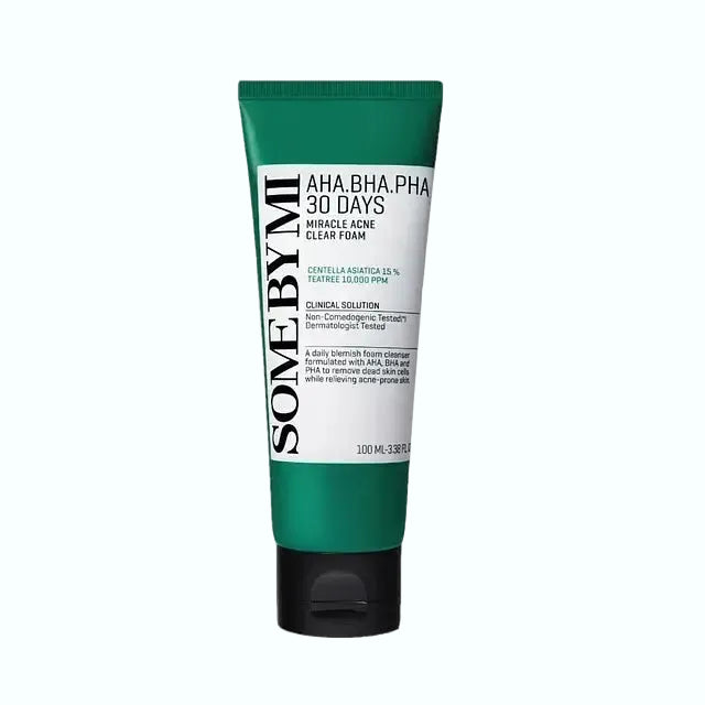 SOME BY MI AHA BHA PHA 30 Days Miracle Acne Clear Foam for acne-prone skin with gentle exfoliation