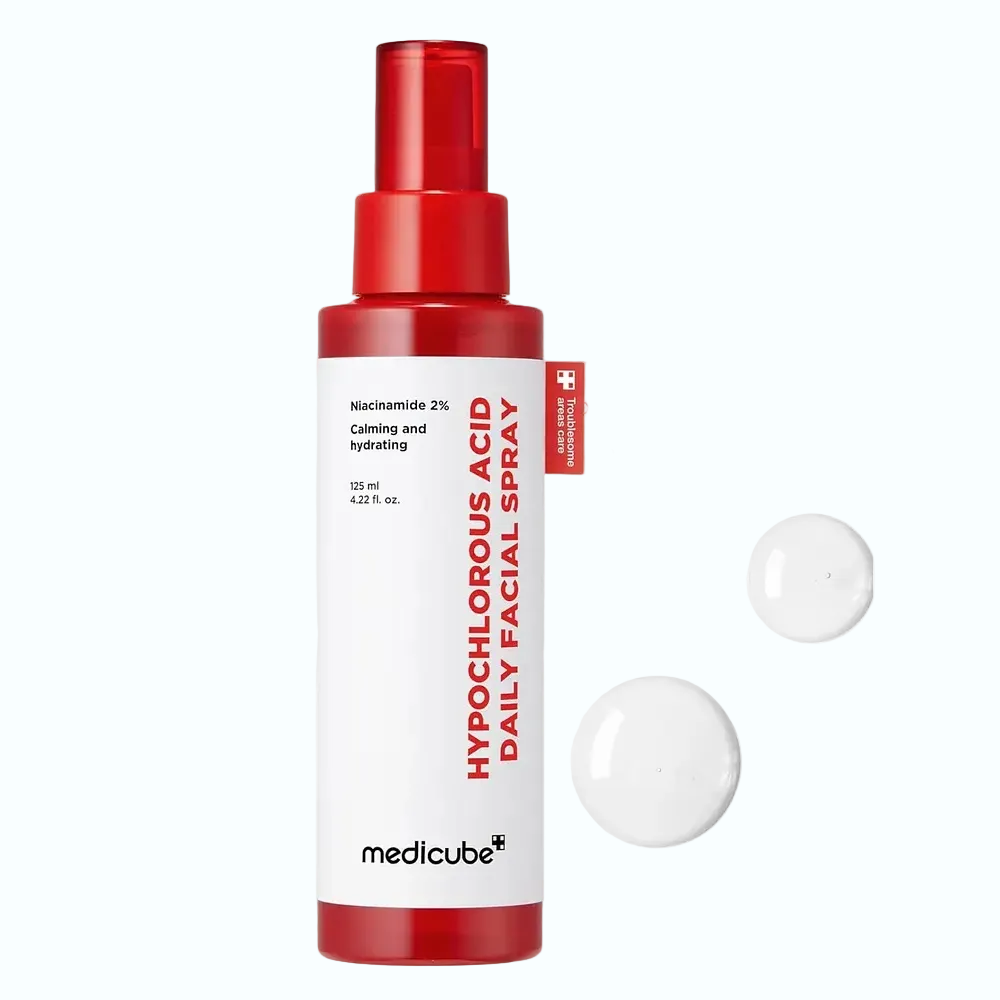 Medicube Hypochlorous Acid Daily Facial Mist for calming acne-prone and sensitive skin with antibacterial benefits