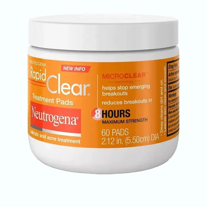 Neutrogena Rapid Clear Maximum Strength Treatment Pads with 2% salicylic acid for acne treatment and prevention