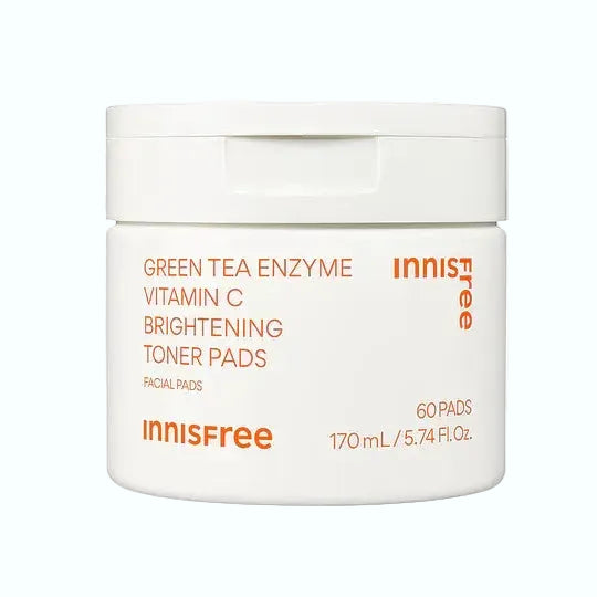 innisfree Green Tea Enzyme Vitamin C Brightening Toner Pads for dark spots and dull skin