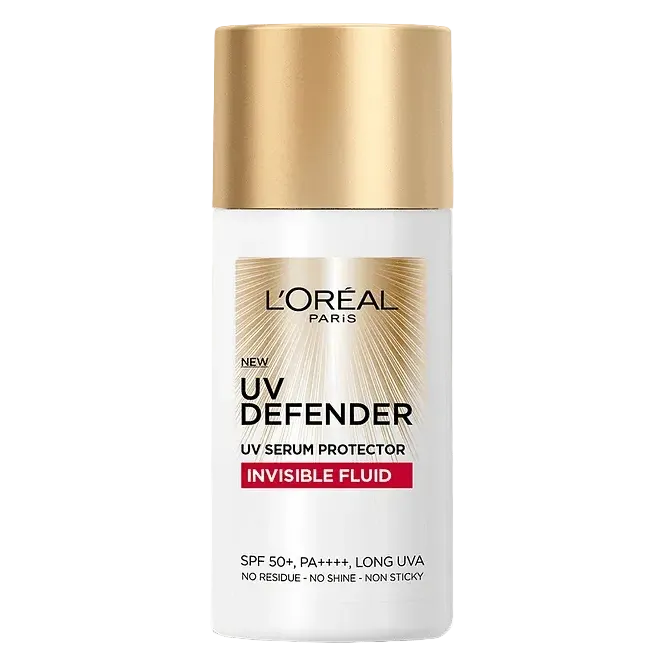 L'Oreal UV Defender Invisible Fluid SPF50+ for anti-aging UV protection