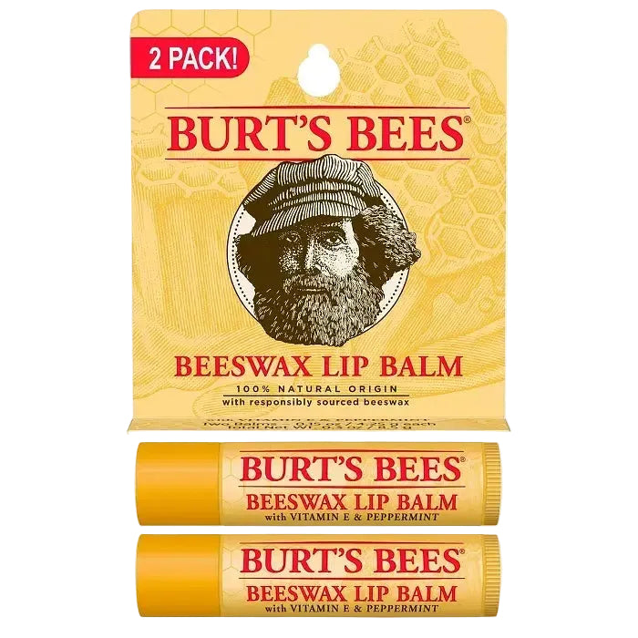 Burt's Bees Beeswax Lip Balm with peppermint oil for dry lip hydration