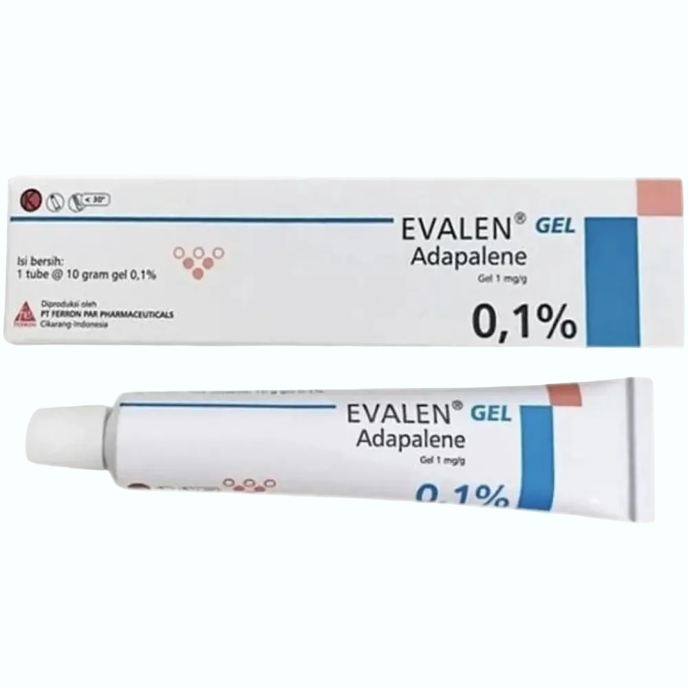 Evalen Adapalene Gel 0.1% retinoid acne treatment for anti-aging and texture improvement