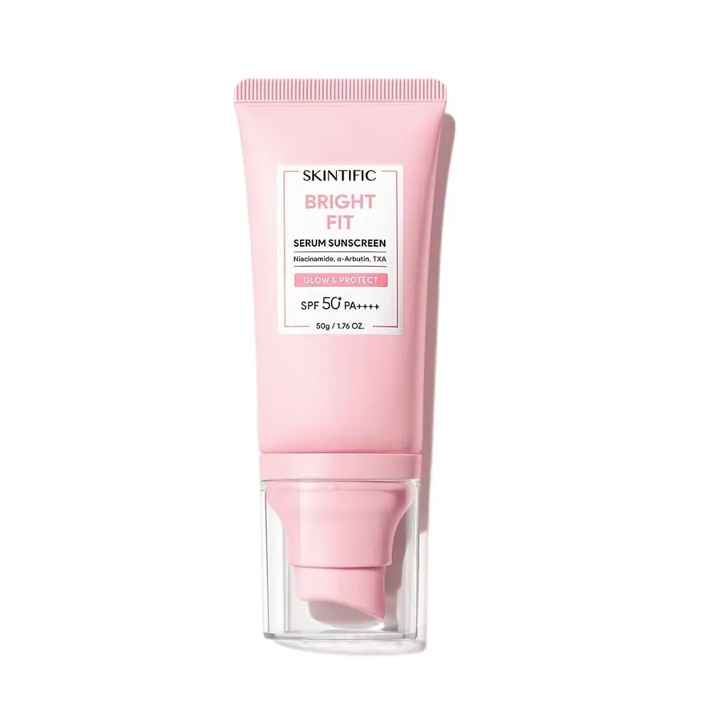 Skintific Bright Fit Serum Sunscreen SPF50+ PA++++ with triple brightening technology for even skin tone