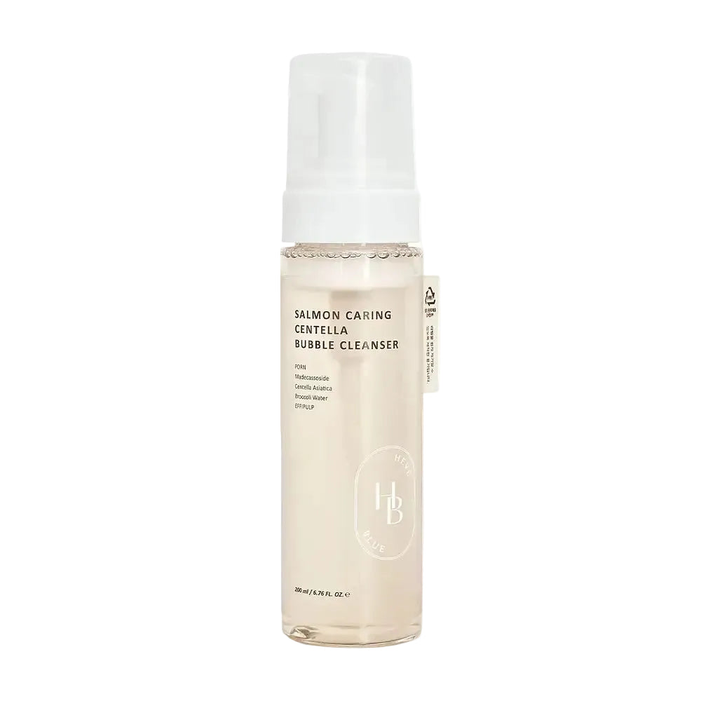 Heveblue Salmon Caring Centella Bubble Cleanser for sensitive skin hydration and gentle cleansing