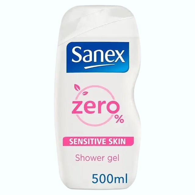 Sanex Zero% Sensitive Skin Shower Gel hypoallergenic body wash for delicate skin hydration