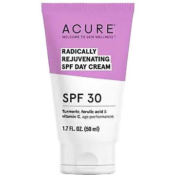 Acure Radically Rejuvenating Day Cream SPF 30 mineral sunscreen moisturizer for sun protection and brightening