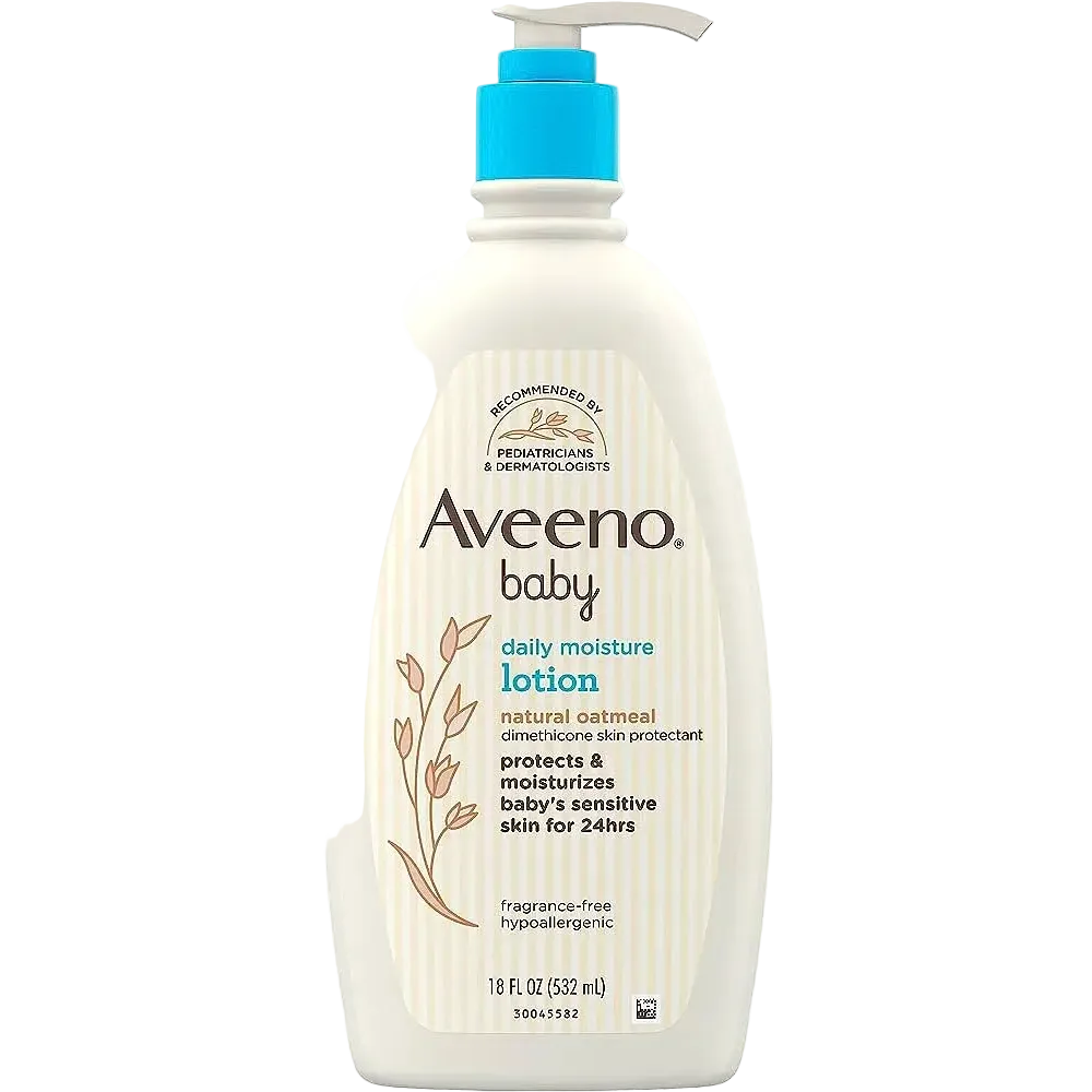 Aveeno Baby Daily Moisture Lotion with colloidal oatmeal for sensitive baby skin hydration and barrier repair