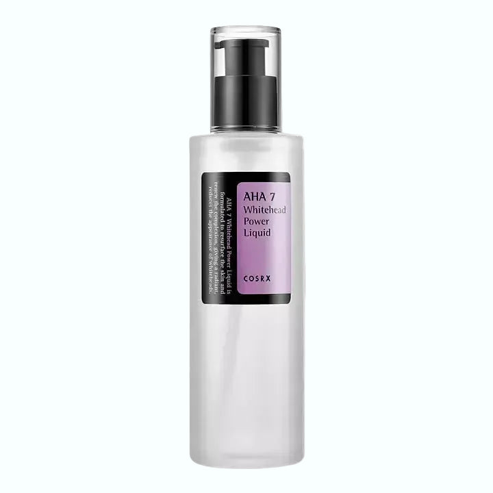 COSRX AHA 7 Whitehead Power Liquid exfoliating AHA toner with glycolic acid and niacinamide for acne and dark spots
