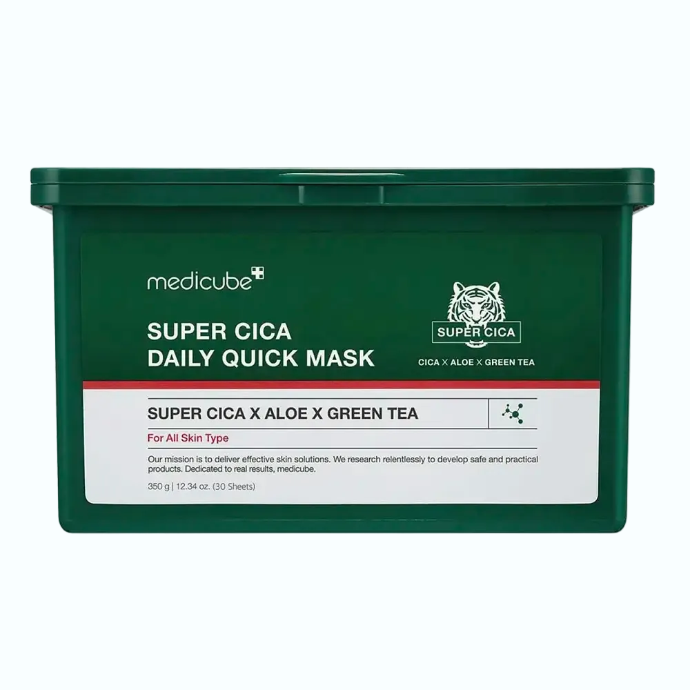 Medicube Super Cica Daily Quick Masks with 88% cica for soothing and hydrating sensitive skin