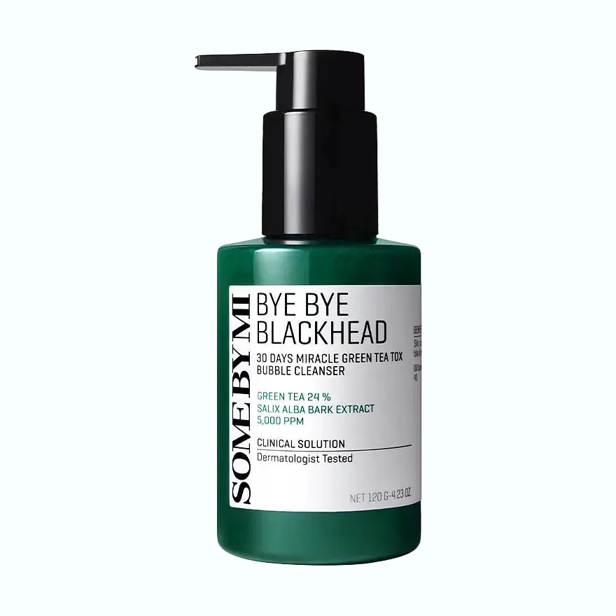 Some By Mi Green Tea Tox Bubble Cleanser for blackheads and deep pore cleansing with BHA and green tea