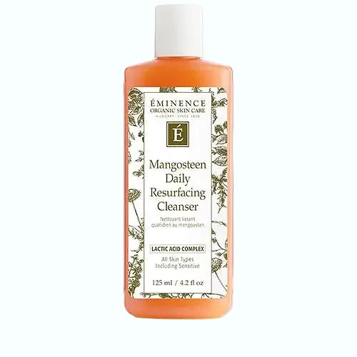 Eminence Organics Mangosteen Daily Resurfacing Cleanser with lactic acid for gentle exfoliation and brightening