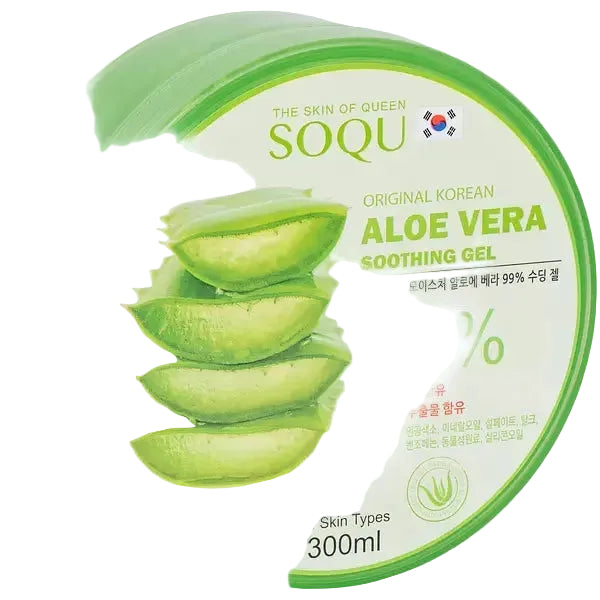 SOQU Aloe Vera 99% Soothing Gel for hydration and sensitive skin soothing