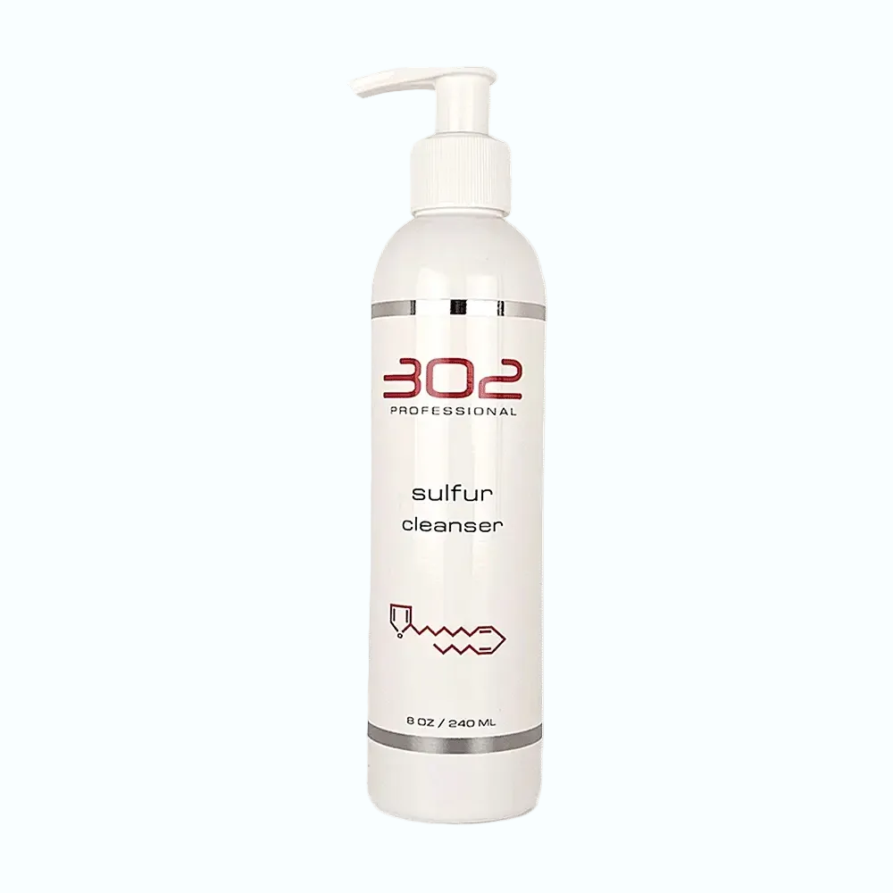 302 Skincare Sulfur Cleanser for acne-prone and oily skin with 3% sulfur to control breakouts