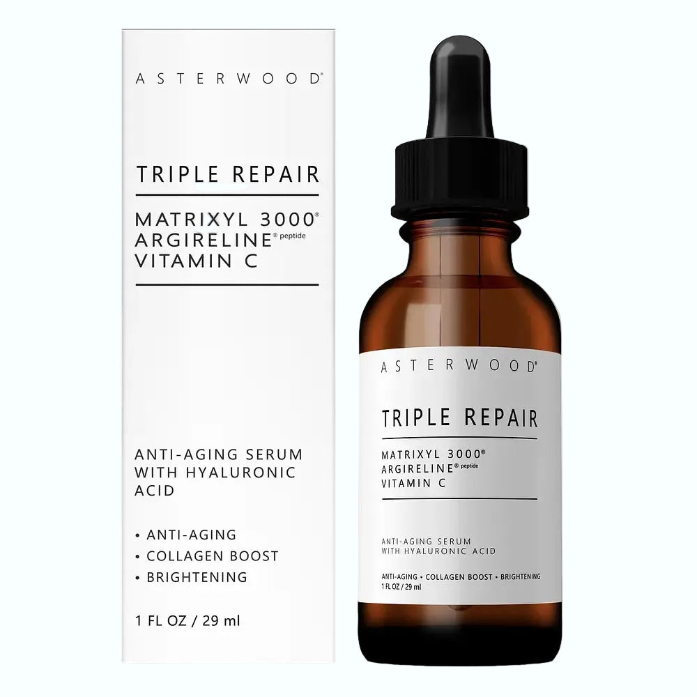Asterwood Naturals Triple Repair Anti-Aging Complex Serum with Matrixyl 3000 and Agireline peptides for wrinkle reduction