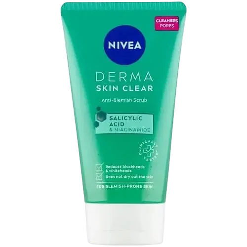 Nivea DERMA Skin Clear Anti-Blemish Scrub with salicylic acid and niacinamide for acne-prone skin