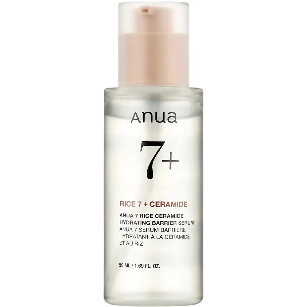 Anua Rice 7 Ceramide Hydrating Barrier Serum for dry sensitive skin barrier repair and hydration