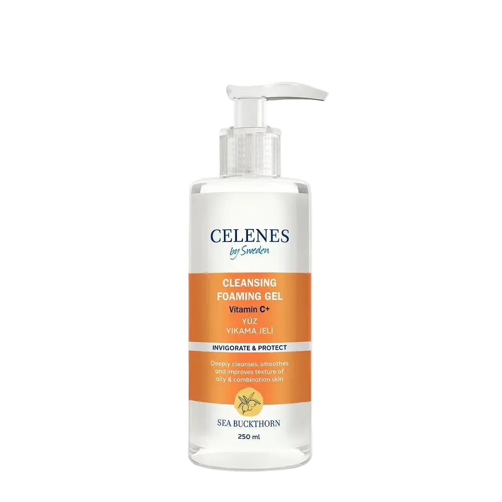 Celenes by Sweden Sea Buckthorn Vitamin C+ Cleansing Foaming Gel for oily and combination skin brightening