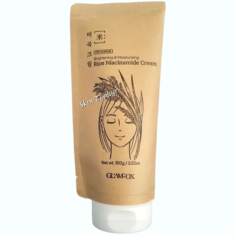 GLAMFOX Rice Niacinamide Cream for brightening and intense hydration with Korean rice extract