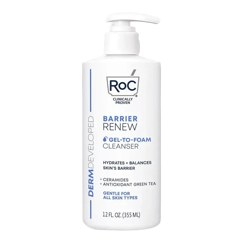 RoC Barrier Renew Gel-To-Foam Cleanser with ceramides for all skin types barrier repair