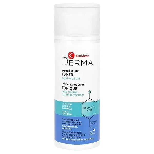 Kruidvat Derma Exfoliating Toner with AHA, BHA, and niacinamide for smoother, clearer skin