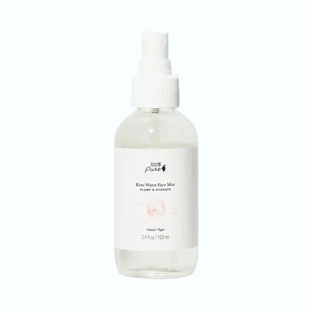100% Pure Rose Water Face Mist hydrating toner for dry and sensitive skin with hyaluronic acid