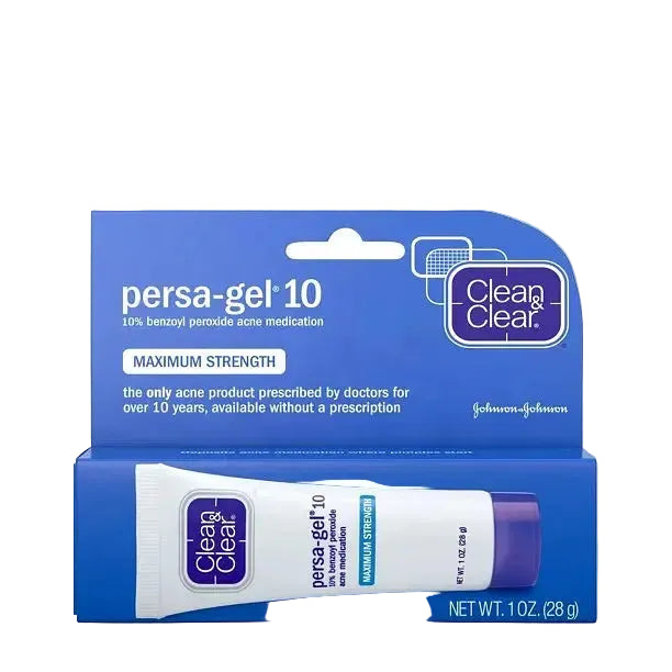 Clean & Clear Persa-Gel 10 with maximum strength benzoyl peroxide for acne treatment and blemish control
