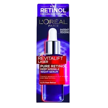 L'Oreal Revitalift Laser Pure Retinol Deep Anti-Wrinkle Night Serum for anti-aging and wrinkle reduction