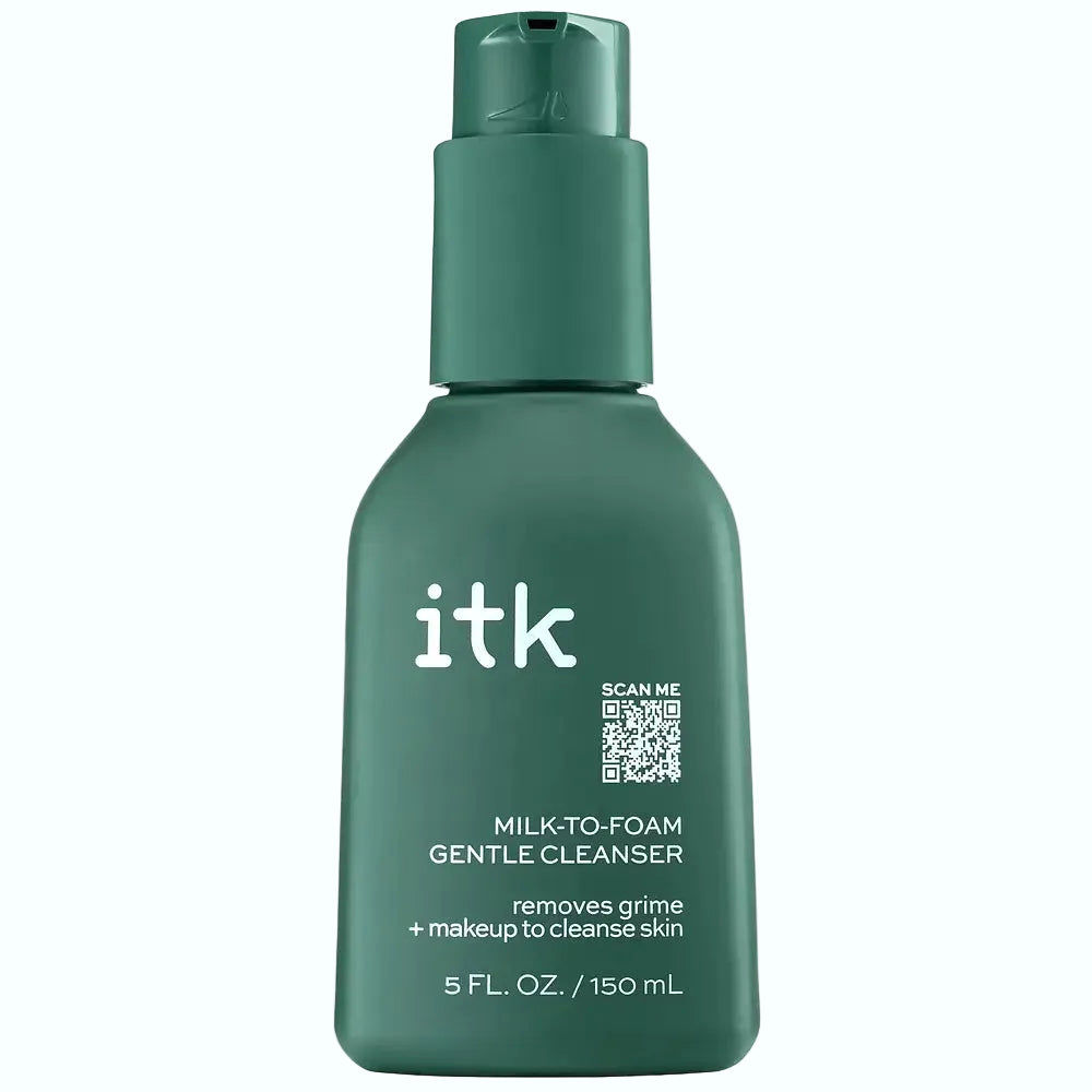 itk Milk-to-Foam Gentle Cleanser 2-in-1 face wash and makeup remover for all skin types