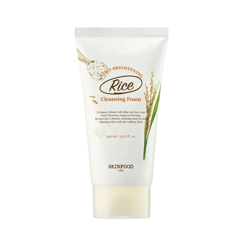 Skinfood Rice Daily Brightening Cleansing Foam with rice bran water for brightening and gentle cleansing