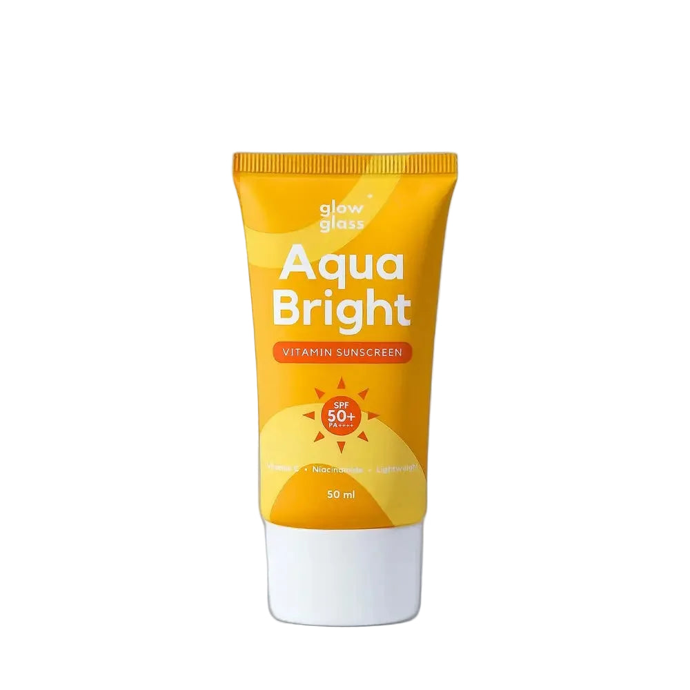 Glow Glass Aqua Bright Vitamin Sunscreen SPF 50+ with Vitamin C and Niacinamide for brightening and UV protection