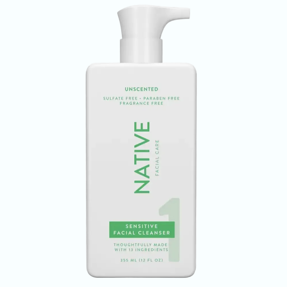 Native Sensitive Skin Facial Cleanser with Vitamin B3 and Aloe for gentle cleansing and hydration