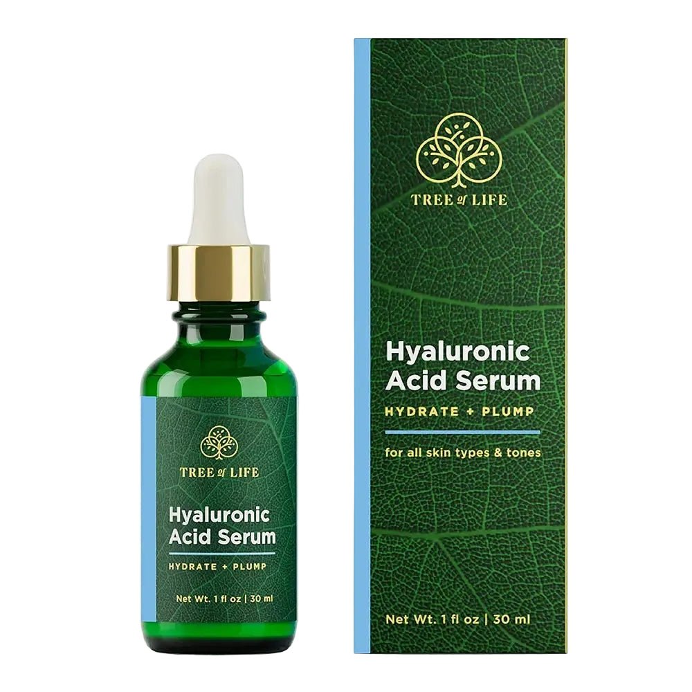 Tree of Life Hyaluronic Acid Serum with Vitamin C for hydration, plumping and brightening dry skin
