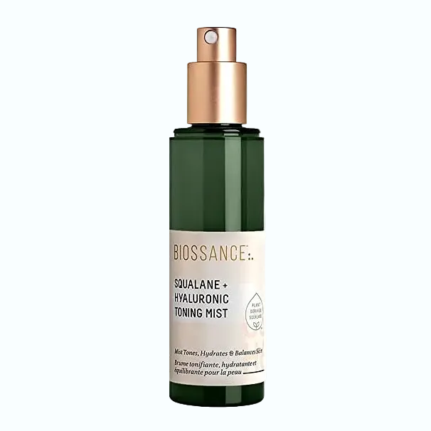 Biossance Squalane + Hyaluronic Toning Mist for instant hydration and refreshing skin