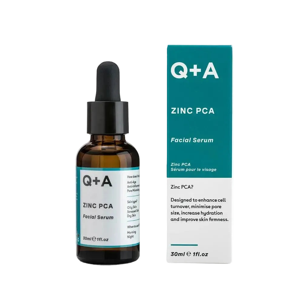 Q + A Zinc PCA Facial Serum for oily skin pore minimizing and blemish control
